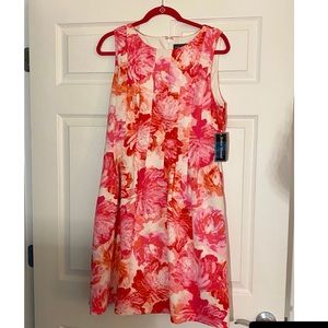 Pink and white floral tank dress